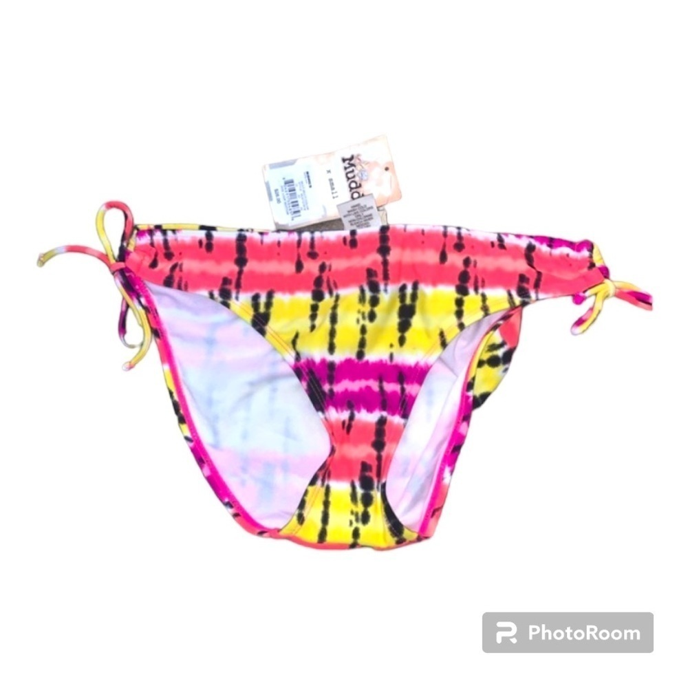 Mudd pink and yellow side tie bikini bottom swimsuit